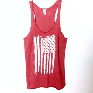 Alternative Apparel Red Tank Top with White Flag Design